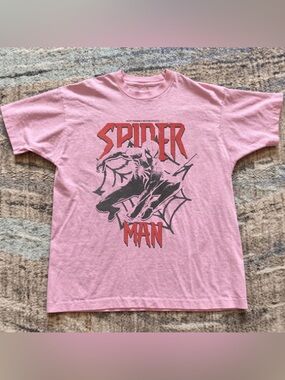 Spider Man Marvel Comic Superhero Graphic Light Pink Streetwear Graphic T-Shirt